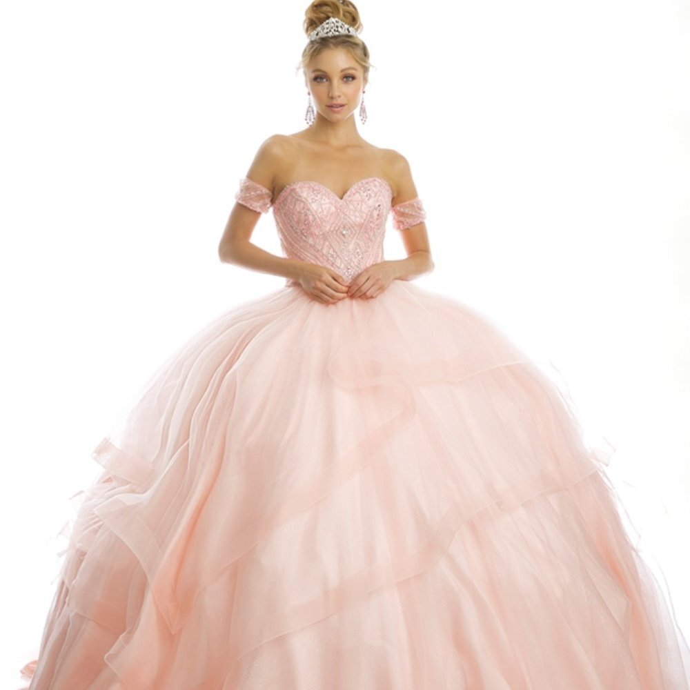 N/A NEW LONG OFF SHOULDER SLEEVELESS BALL GOWN EMBROIDERED WITH RHINESTONES 1424